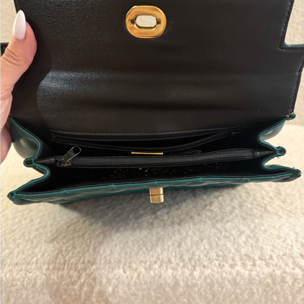 Givenchy Vintage Quilted Green Top-Handle Satchel with Gold Hardware - Picture 14 of 16